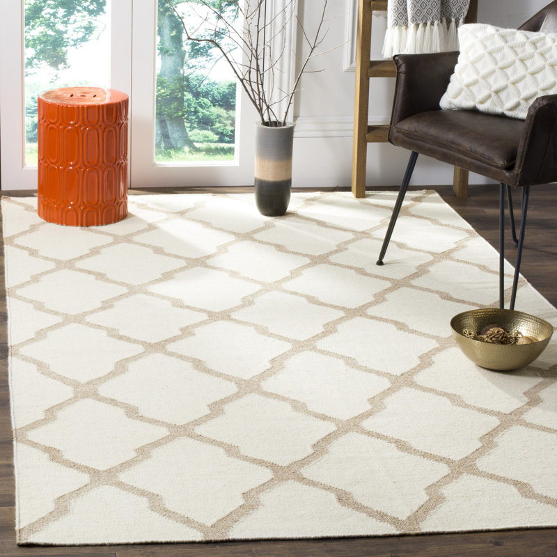 Tapis géométrique tissé à la main en laine / viscose / coton Rodgers, Rectangle 5 pi x 8 pi