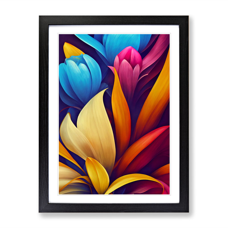 Colourful Flowers No.5 - Print, Black Framed, 64cm H x 46cm W, Black