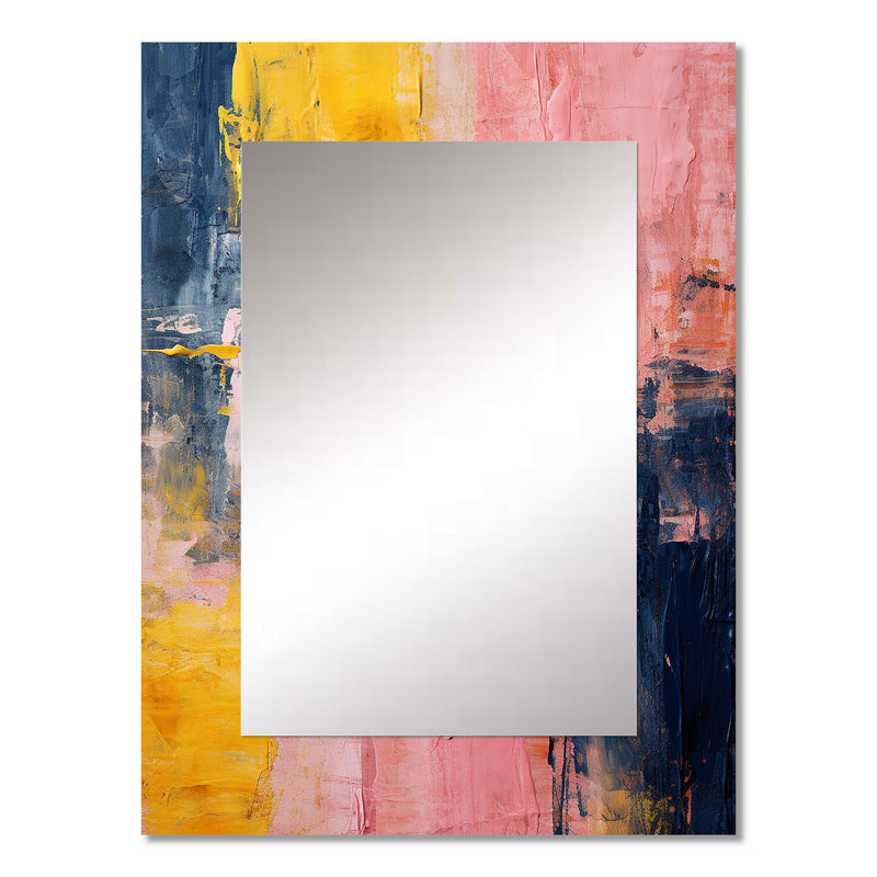 Célébration de la destinée abstraite, peinture or rose I - peinture abstraite, miroir mural doré, reproduction d'art en métal