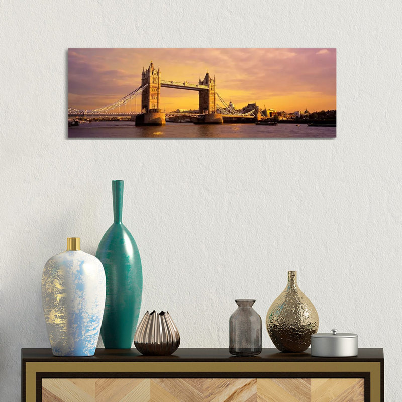 Tower Bridge London England - Wrapped Canvas Panoramic Print, 30.48 cm H x 91.44 cm W x 1.91 cm D