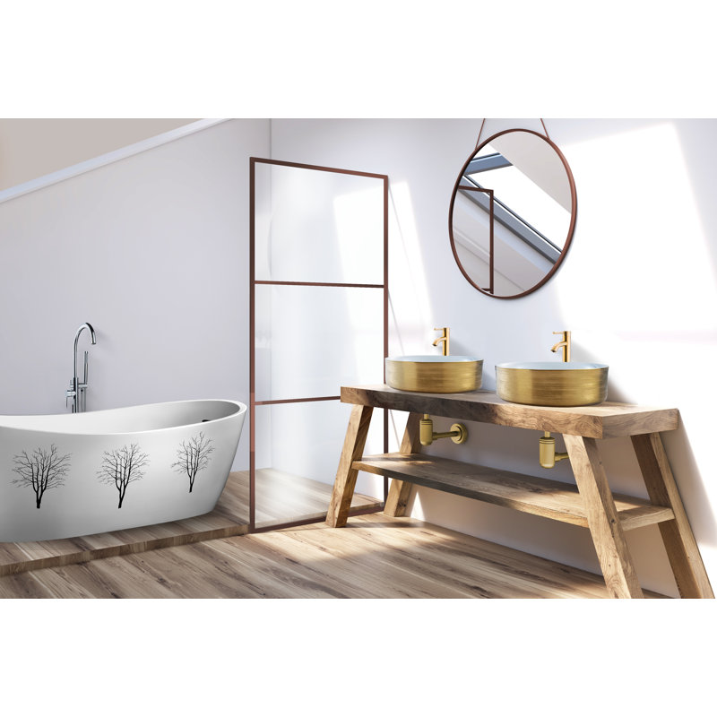 Circular Vessel Bathroom Sink, Brushed Gold