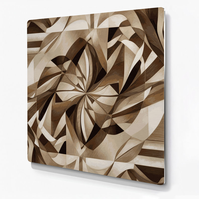 Abstraction géométrique 26, art mural en métal beige