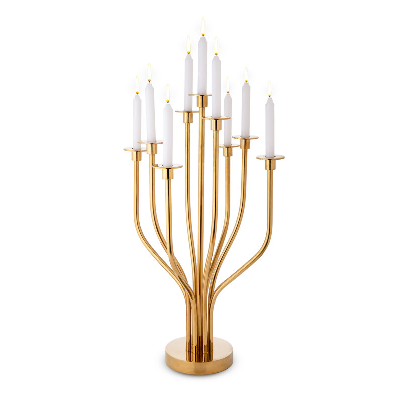 Radiant Tree 24" Stainless Steel Tabletop Candelabra, Gold