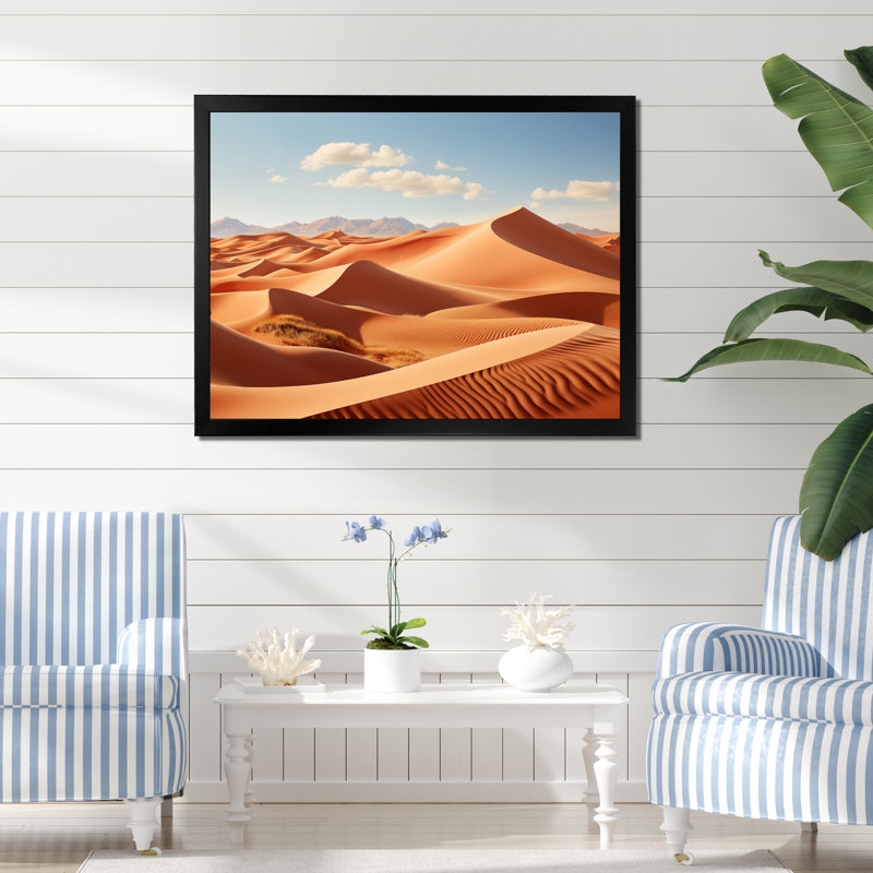 Desert White Dunes Majesty II - impression, H 12 po x l 20 po x P 1 po, Cadre simple noir