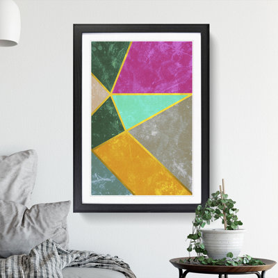Modern Shapes with Gold - Picture Frame Graphic Art