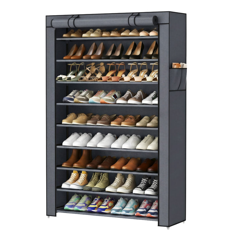 Shoe Storage, Gray, 63" H x 34.6" W x 11" D