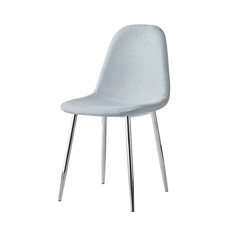 Mose 45cm H Fabric Upholstered Metal Upholstered Back Side Chair in Grey, 2, Silver