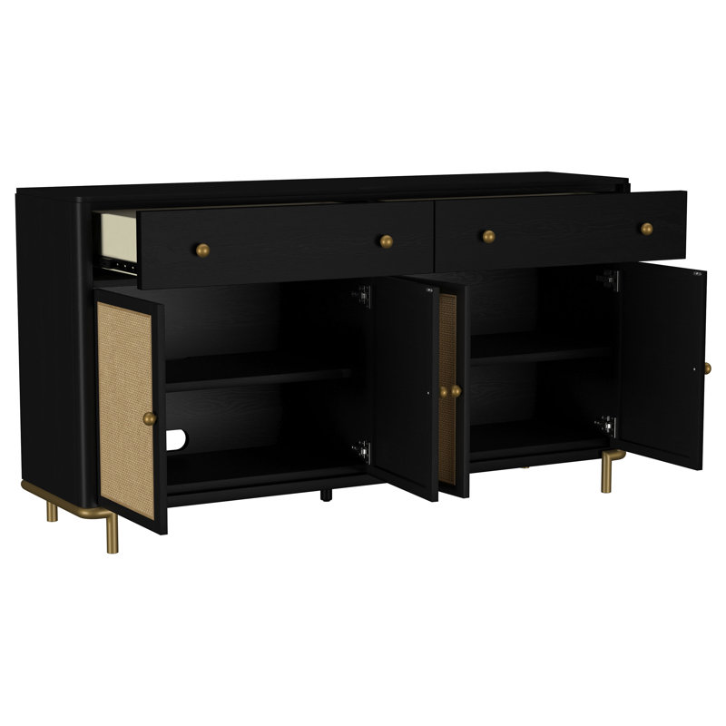 Buffet 2 tiroirs Cirilla, Noir / brun