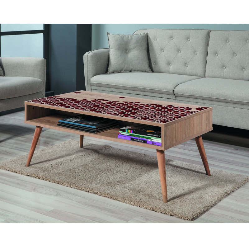 Table basse avec rangement Donato, Brun/rouge
