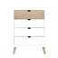 Commode de rangement blanche et naturelle avec tiroirs de rangement pour chambre de jeunes, 1 pièce