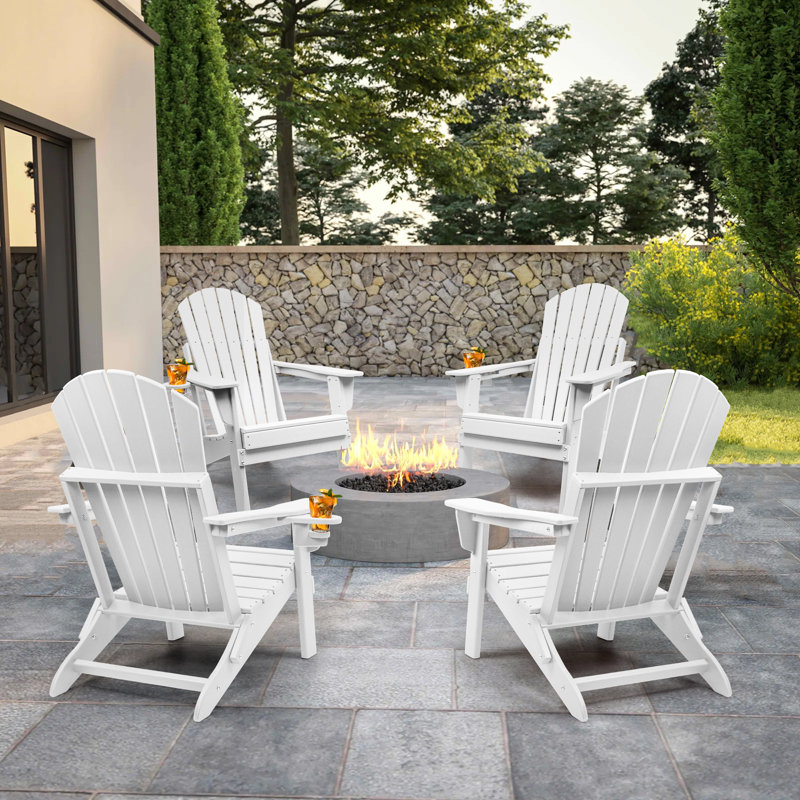 Azur Foldable Outdoor Adirondack Chair, White