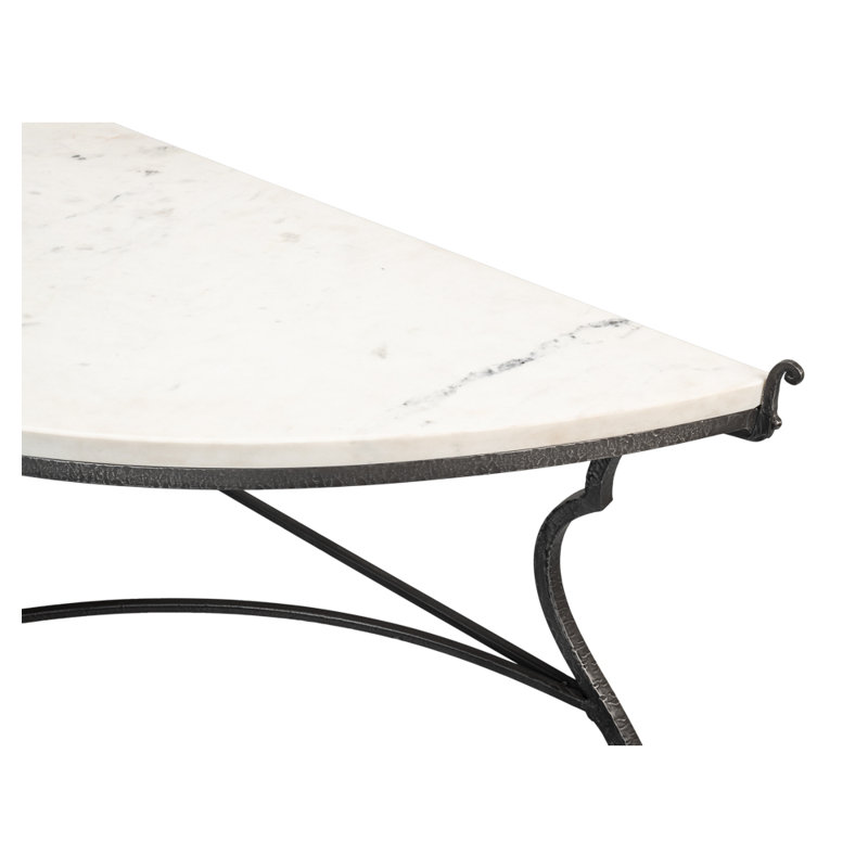 Marylin White Marble and Iron Demilune Console Table