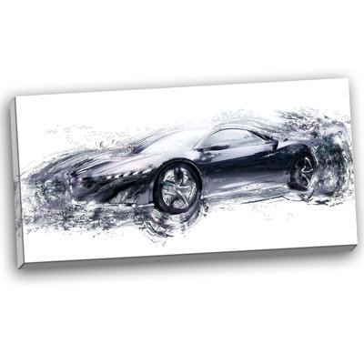 Art mural sur toile, voiture de sport noire, impression de voiture exotique noire