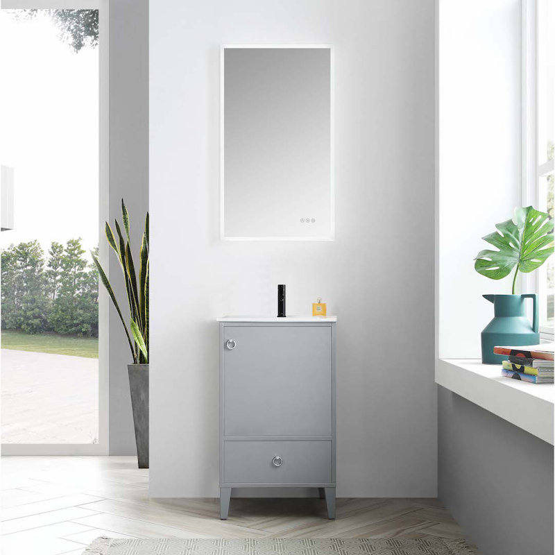 20'' Single Bathroom Vanity with Sink, Metal Grey