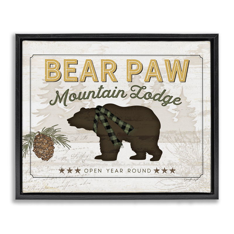 «Bear Paw Mountain Lodge Floater», art mural par Jennifer Pugh, H 17 po x l 21 po, Cadre flottant noir de jais