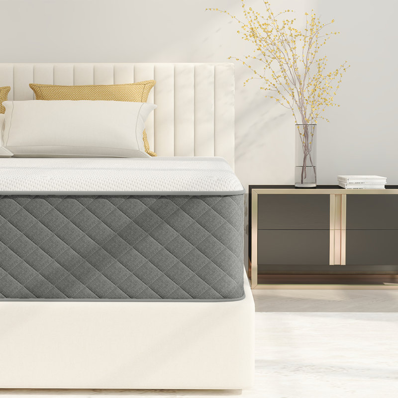 12" queen mattress pillow top hybrid mattress memory foam medium firm, CertiPUR-US, SGS Certified, Queen