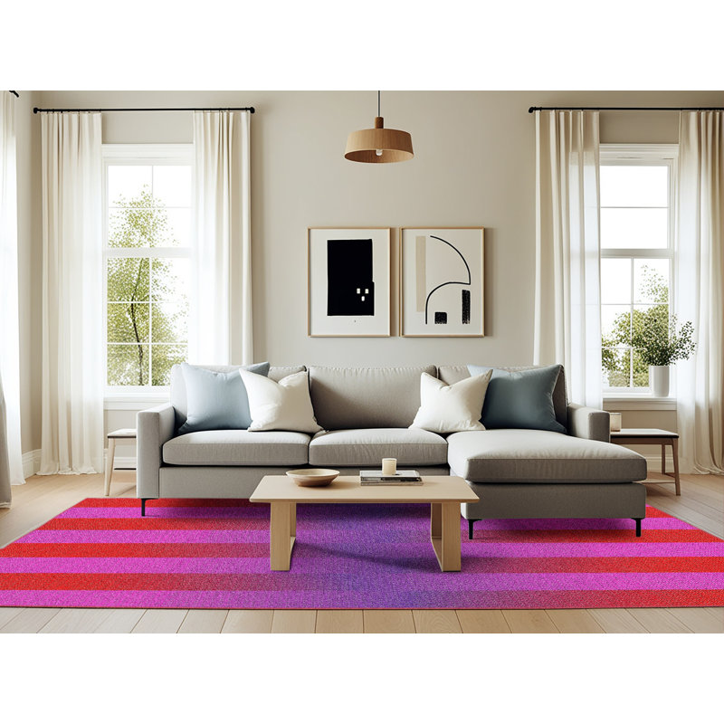 Rose abstrait/Tapis décoratif rouge, Rectangle 6 pi x 9 pi