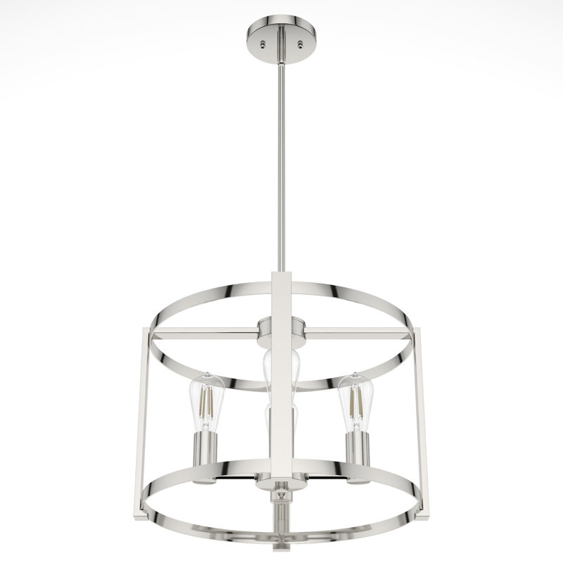 Astwood 4 - Light Dimmable Lantern Drum Chandelier, Polished Nickel, 18" W x 18" D x 13" H