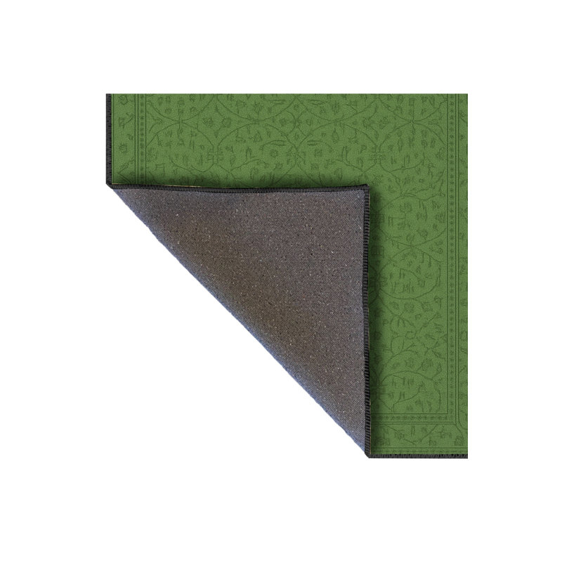 Tapis vert tissé à motif lavable Mosso, 2'6" x 9'10"