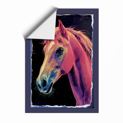 Neon Horse Modern - Framed Print