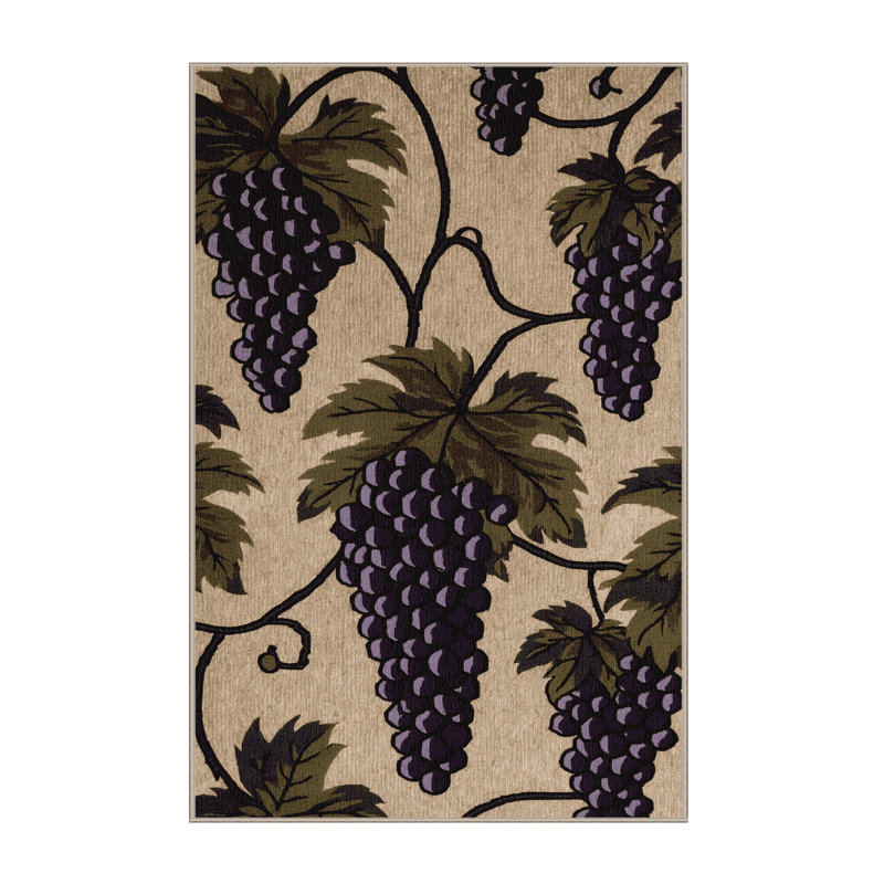 Washable Grape Concord Fruits Area Rug, Rectangle 6' x 9'