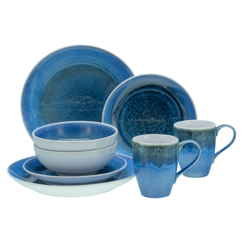 Creatable 25864, Caldera Sand collection, 8 piece dinnerware set, Blue