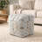 Light Gray/Ivory Transitional Medallion Cube Ottoman Pouf