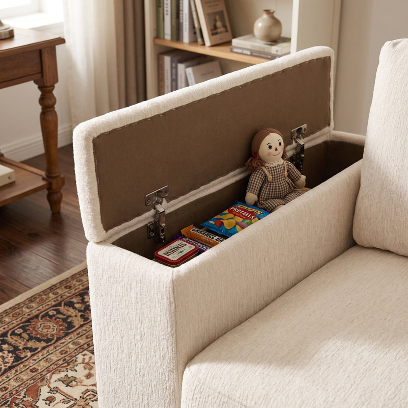 Canapé surdimensionné avec méridienne réversible, Chenille beige