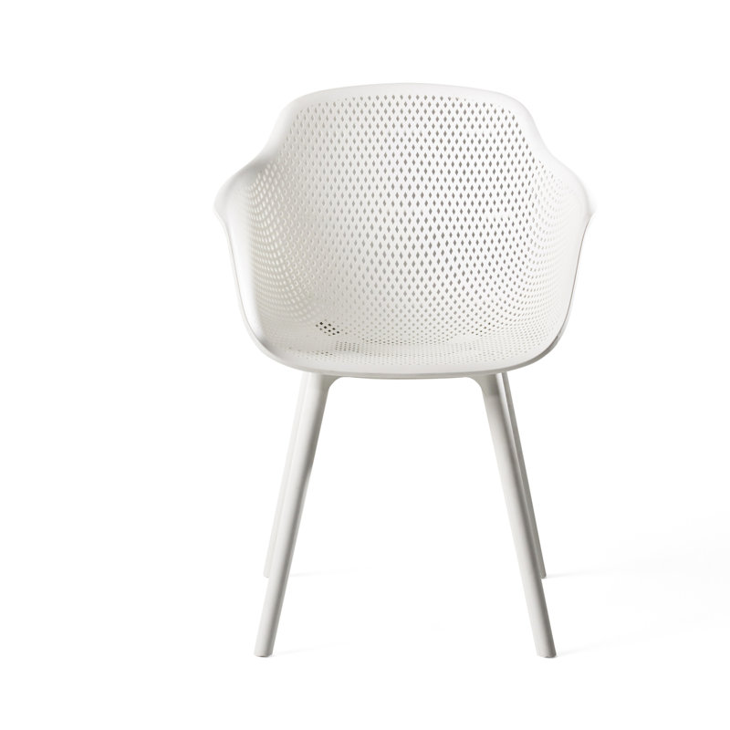 Chaise de salle à manger d'extérieur Lotus - polypropylène blanc, fabrication stable et résistante aux intempéries
