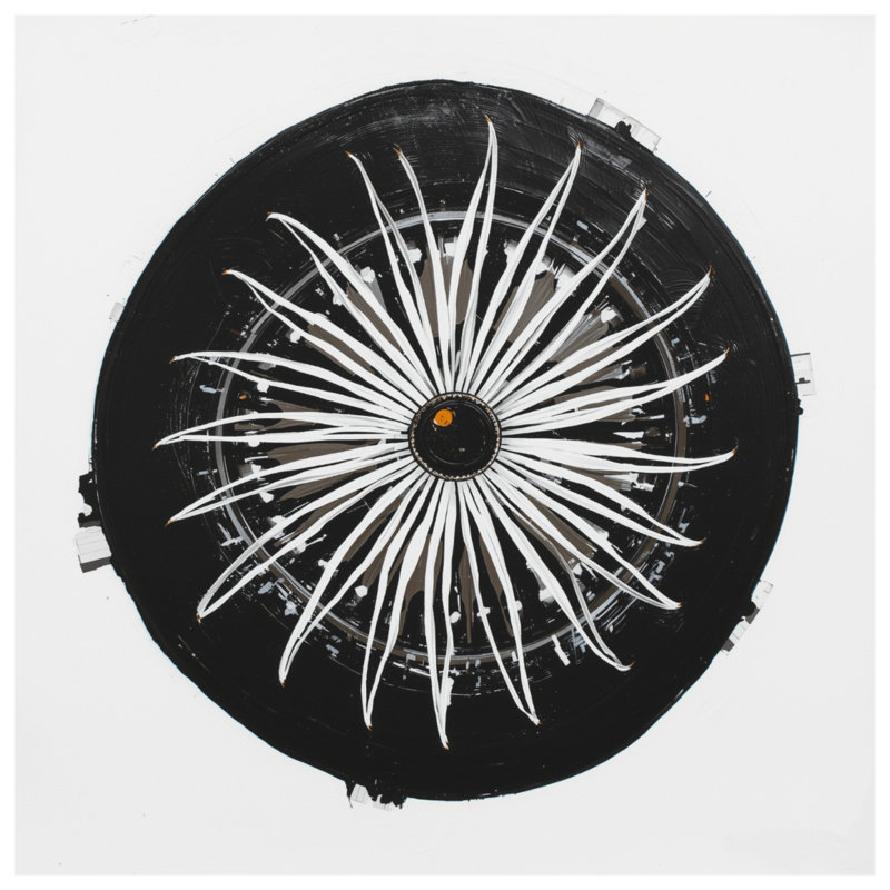 Tapis de bain monochrome abstrait circulaire, L 34 po x L 21 po