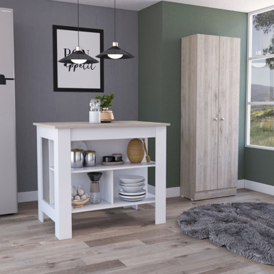 Ensemble de cuisine à 8 tablettes, 2 portes et 2 portes, îlot de cuisine et garde-manger, îlot de cuisine
