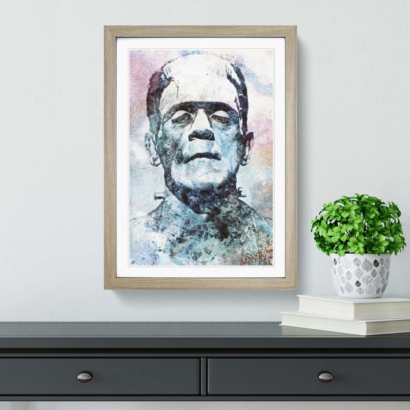 Frankenstein in Abstract - Picture Frame Painting Print, 87cm H x 62cm W x 2cm D, Oak Framed