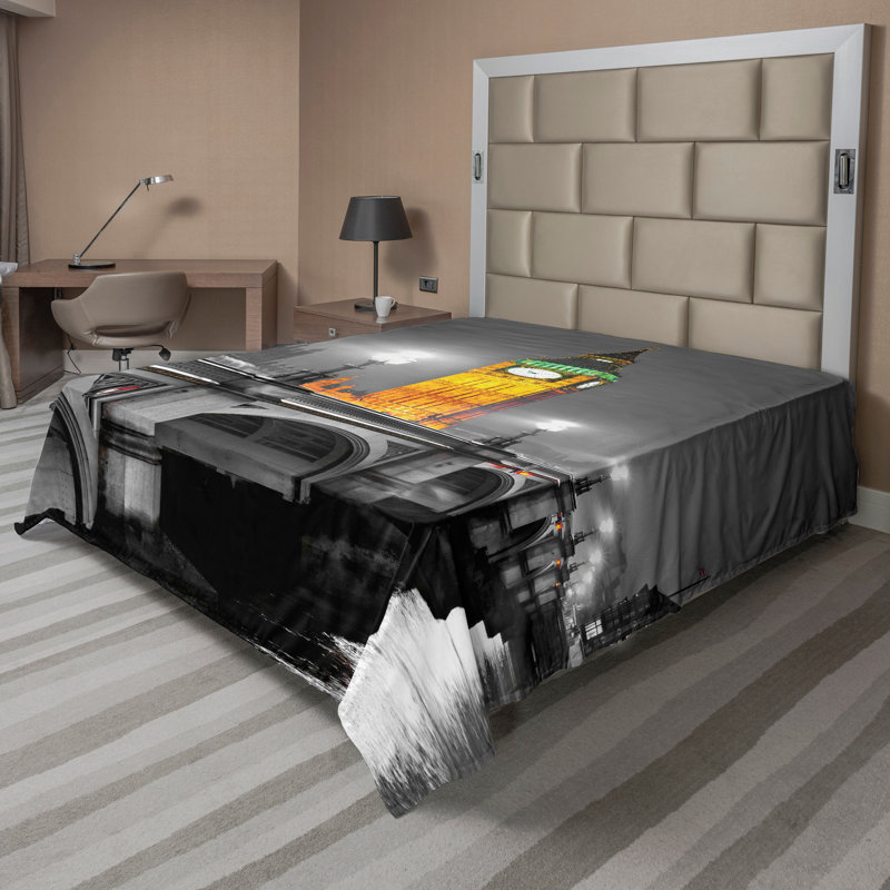Drap Ambesonne London, Drap plat pour très grand lit californien