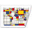 «Mondrian World Map» par Michael Tompsett, impression sur toile-50482460-50482368