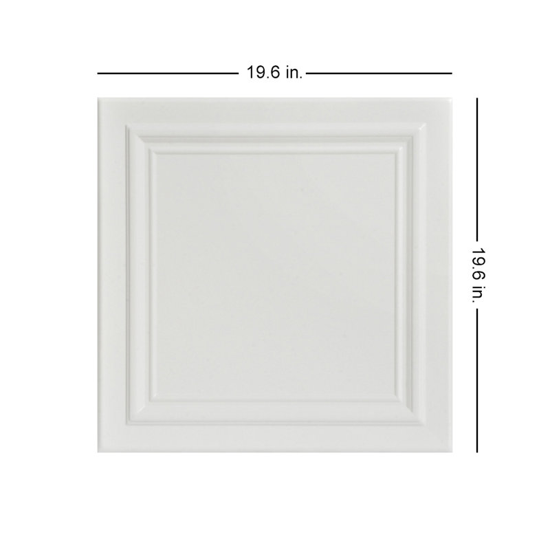 Carreau de plafond en polystyrène à collage 1,6 pi x 1,6 pi Line Art, Blanc colombe