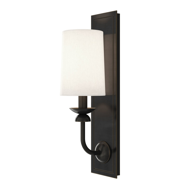 William Wall Sconce - Lacquered Burnished Brass - Rectangle Backplate, Deep Patina Bronze