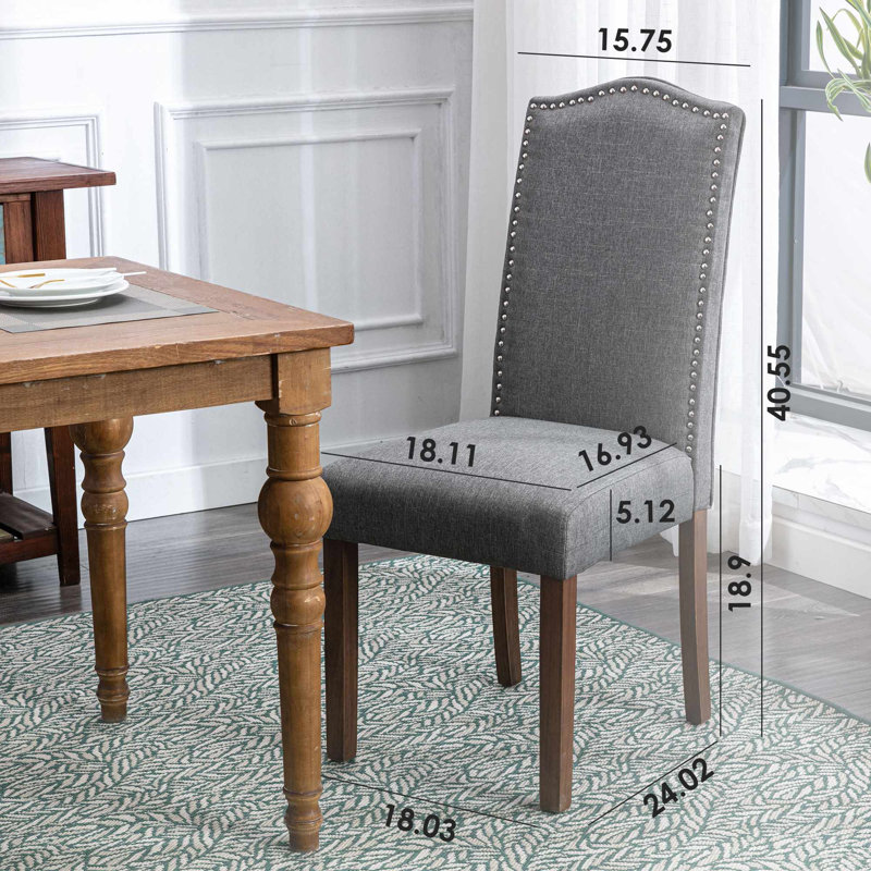 19'' H Tufted Linen Upholstered Parsons Chair, Gray