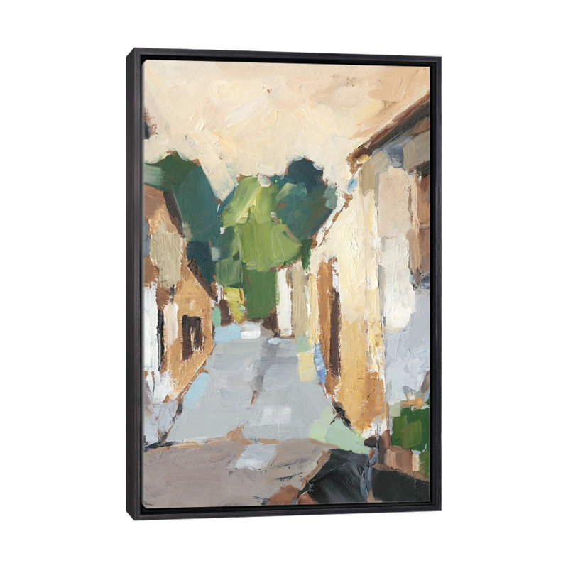 "Village Streets I" par Ethan Harper, reproduction d’art, Encadrement noir décoloré, H 40 po x l 26 po x P 1,5 po