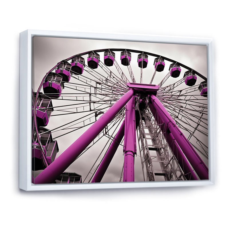 «Amusement Parks Whirling Wheels», reproduction sur toile, H 12 po x l 20 po x P 1 po, Cadre flottant blanc