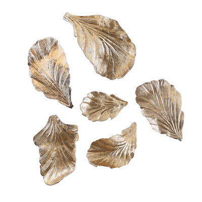 Gold Wall Leaves, Set Of 6