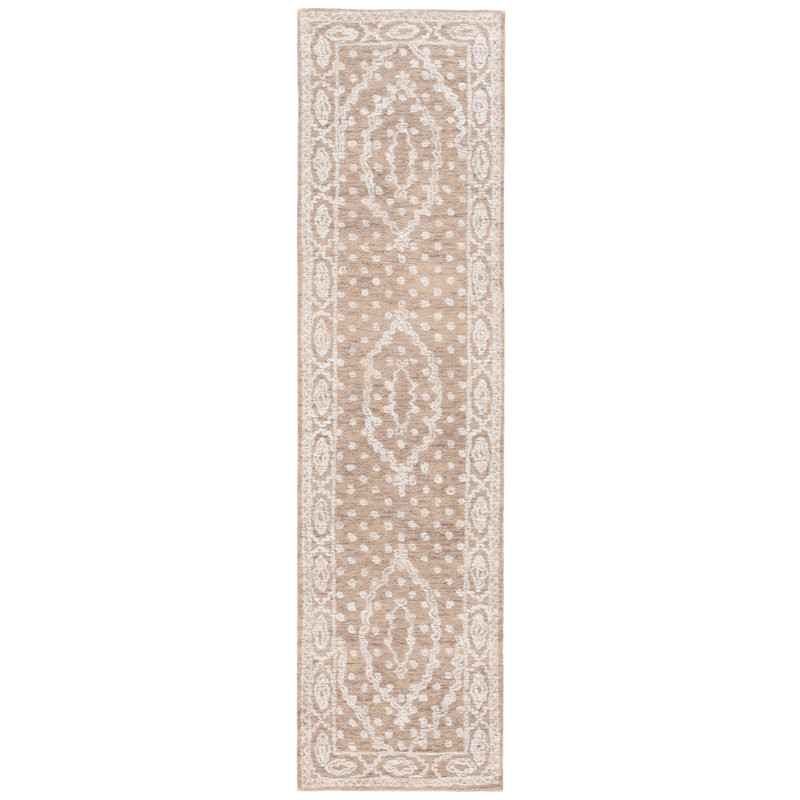 Renelde Ebony Hand Tufted Wool Cotton Oriental Rug in Brown/Ivory, Runner 2'3" x 9'