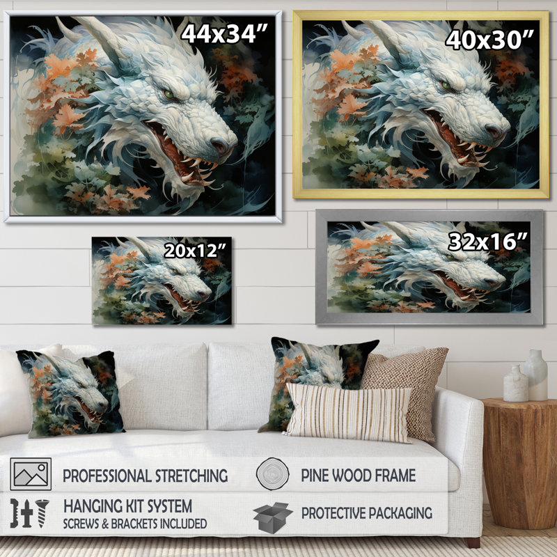 «Snediker China Art Jade Dragon II», reproduction, H 12 po x l 20 po x P 1 po, Cadre photo blanc