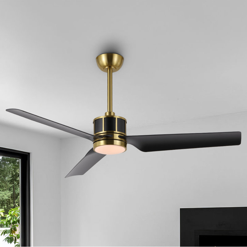 Ventilateur de plafond d'intérieur intelligent 52 po avec lumière DEL et télécommande Vitalis, Noir