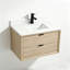 Meuble-lavabo flottant simple en chêne naturel 36 po avec plateau en marbre d'ingénierie-641733110