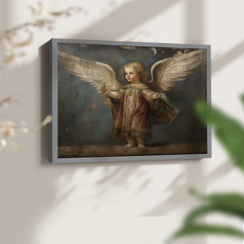 Angels From Above-XLIX - Reproduction encadrée - Restickable, Gris, H 22 po x l 28 po