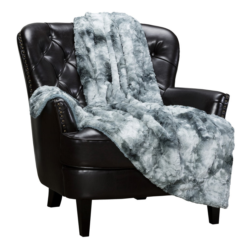 Couverture tissée , L 50 po x L 65 po, Brun clair / sarcelle