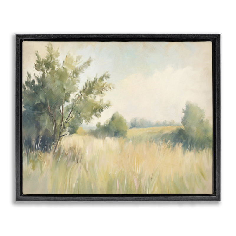 Cadre flottant Summer Green Meadow, design par Kim Allen, H 25 po x l 31 po, Cadre flottant noir de jais