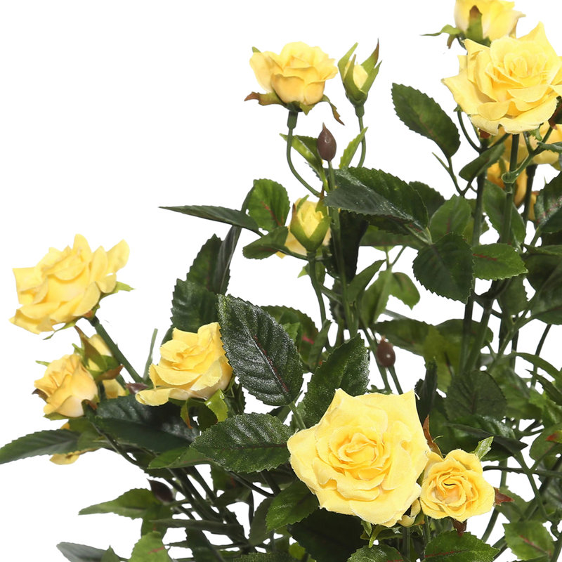 Artificial Mini Diamond Rose Bush, Yellow