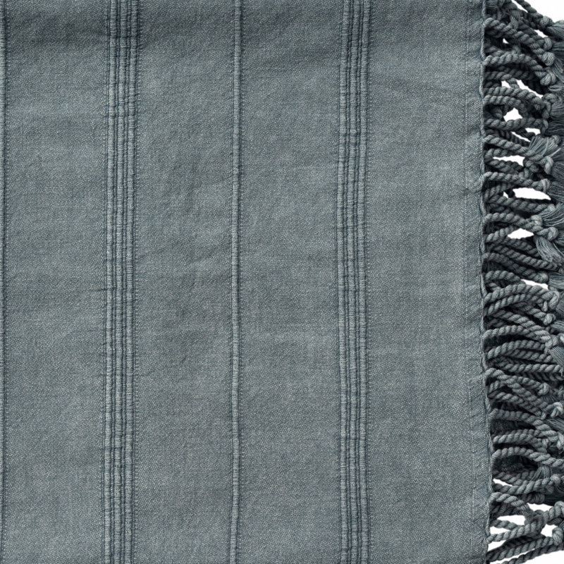 Woven Cotton Striped Throw Blanket, Gray