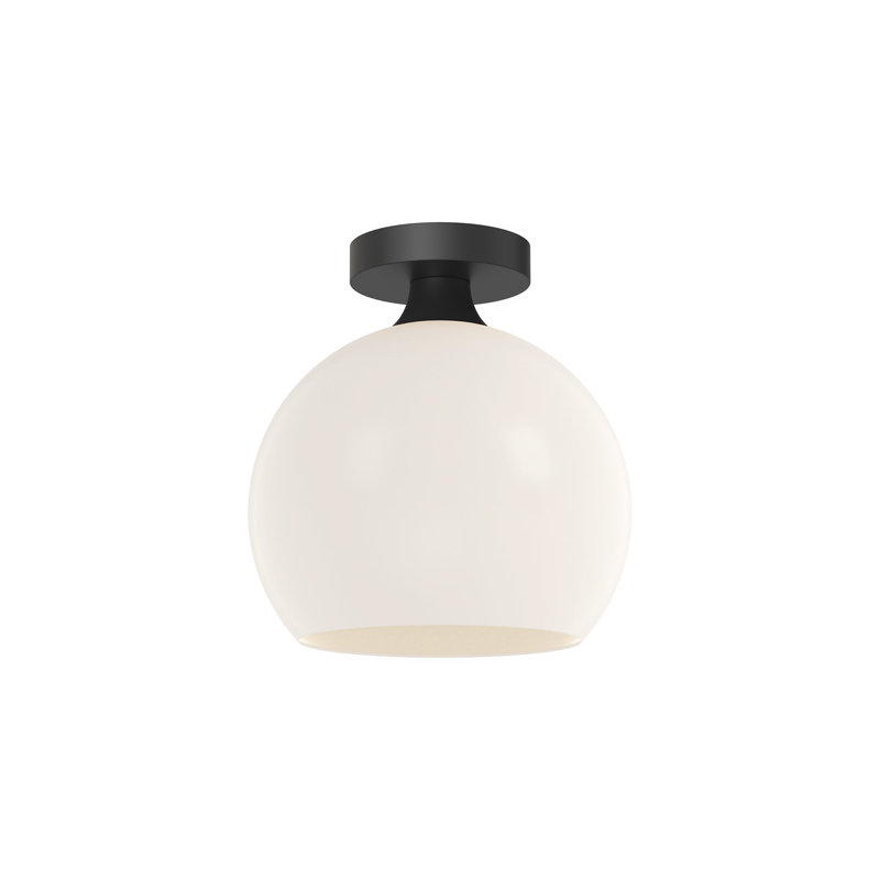 Plafonnier encastré 1 lumière 9,875 po Castilla, Noir mat, Opale matte